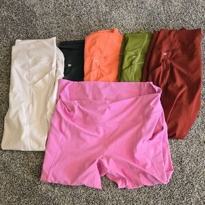 Fabletics Pink High-Rise Bike Shorts with Side Pockets